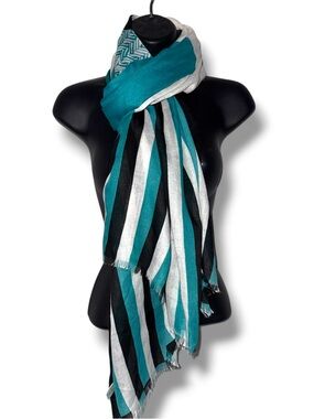 Jack & Missy Uptown teal, white and black geometric scarf/wrap
